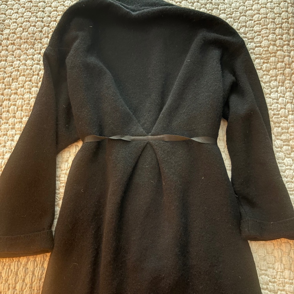 Adorable black sweater with ribbon belt.  M to L by MOTH